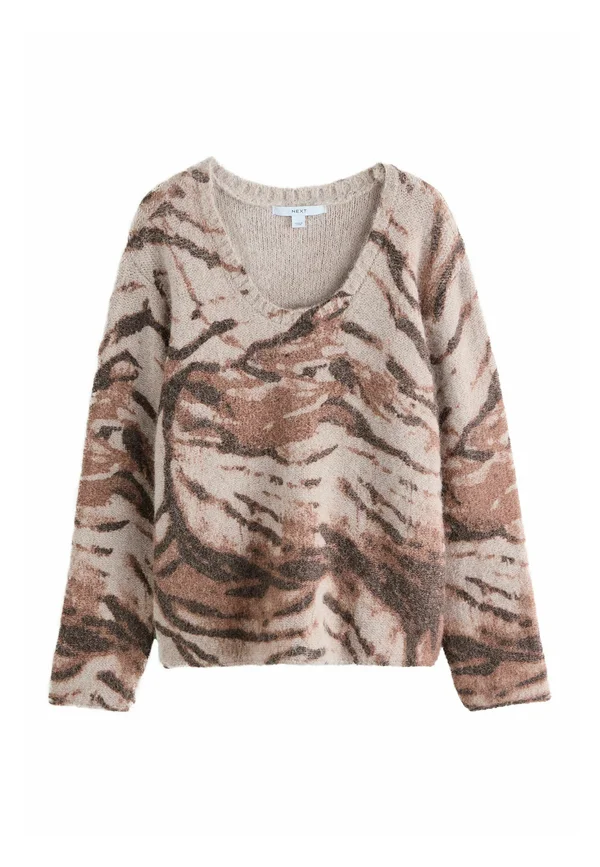 REGULAR FIT - SCOOP NECK  - Strickpullover - brown zebra