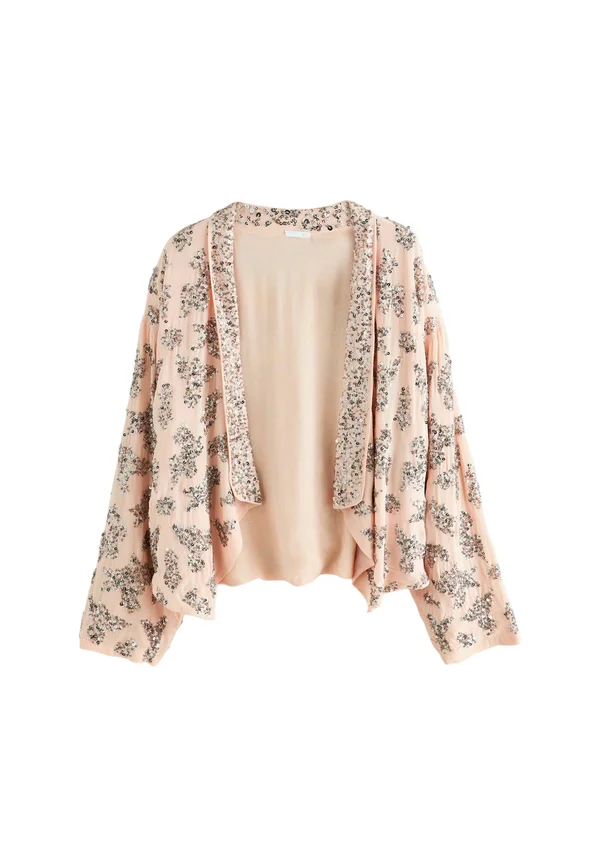 REGULAR FIT - SEQUIN - Strickjacke - champagne