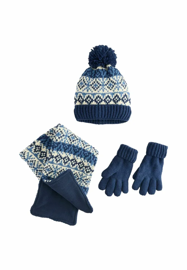 REGULAR FIT SET 3 PIECE - Fingerhandschuh - blue white fairisle