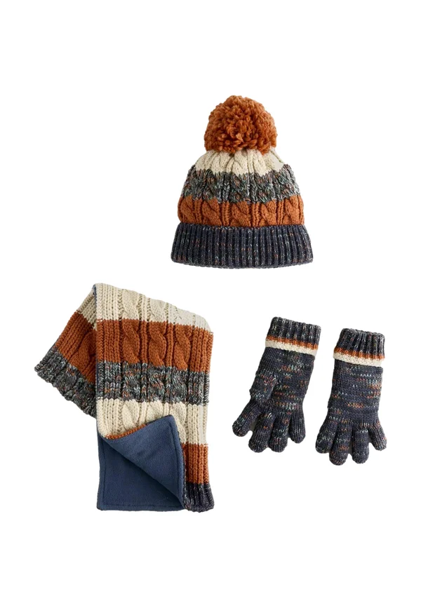 REGULAR FIT SET 3 PIECE - Fingerhandschuh - navy blue rust orange