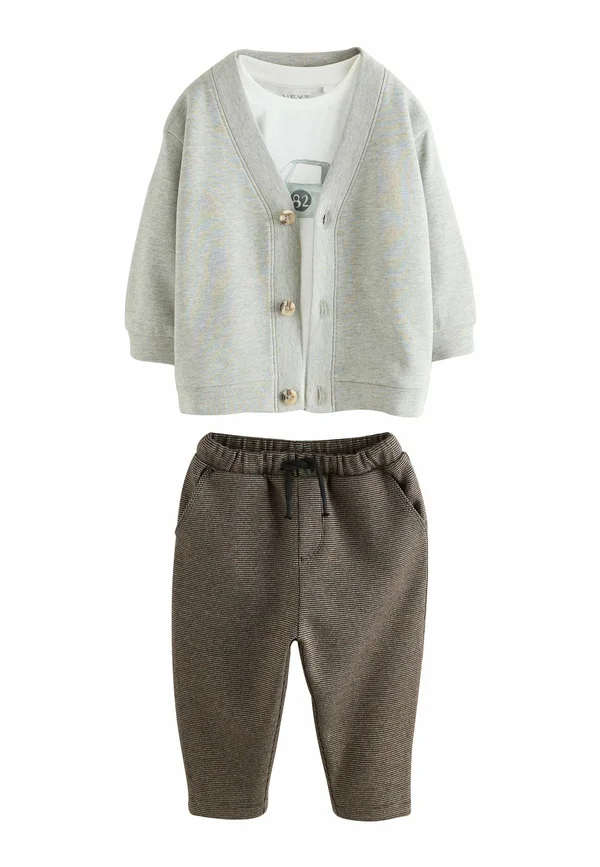REGULAR FIT - SET 3 PIECE  - Strickjacke - grey white