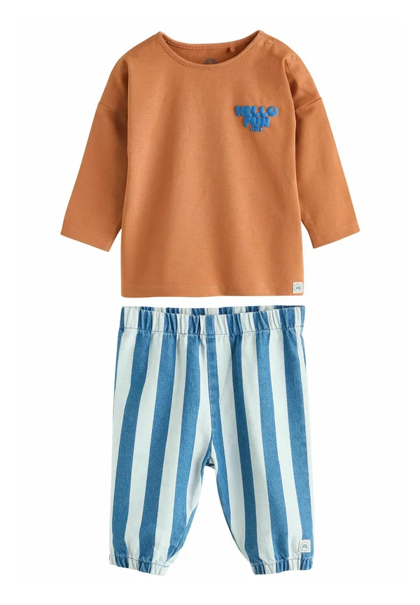 REGULAR FIT SET - Jogginghose - rust blue stripe
