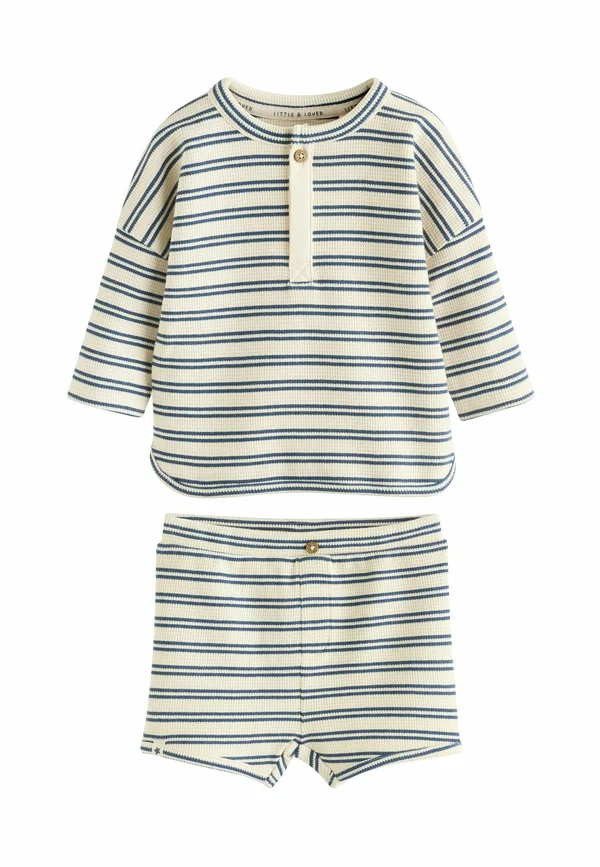 REGULAR FIT SET - Strickpullover - blue cream stripe