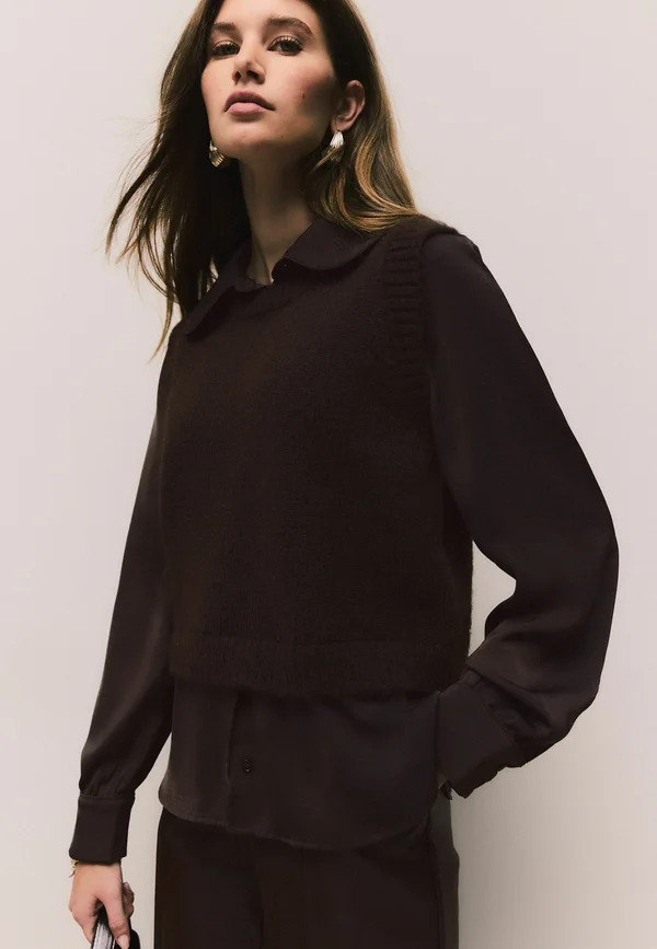 REGULAR FIT - SHIRT LAYER  - Strickpullover - chocolate brown