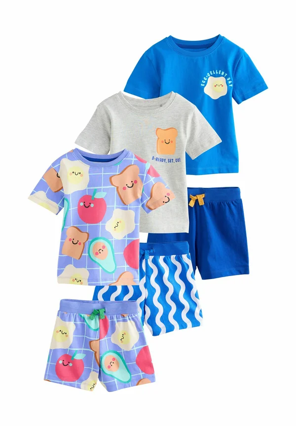 REGULAR FIT - SHORT 3 PACK SET - Nachtwäsche Set - blue grey breakfast