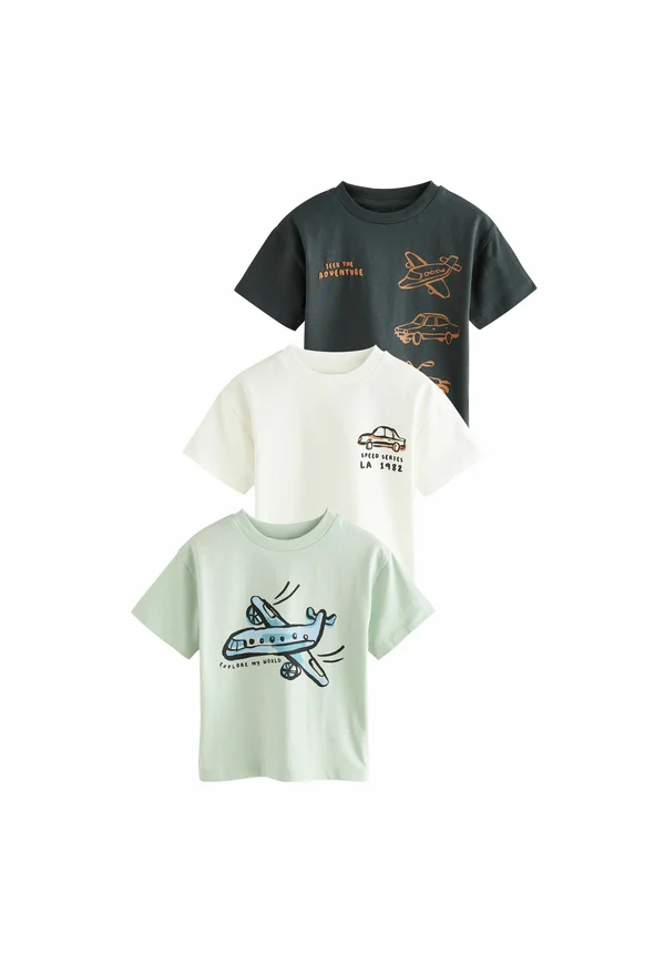 REGULAR FIT - SHORT SLEEVE - 3 PACK - T-Shirt print - black white transport