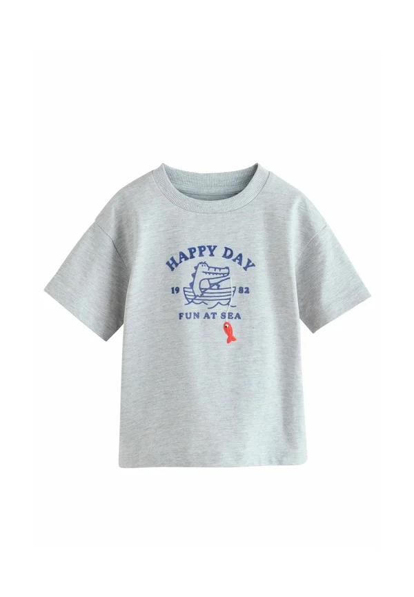 REGULAR FIT - SHORT SLEEVE 3D PADDED CHARACTER  - T-Shirt print - grey fishing crocodile