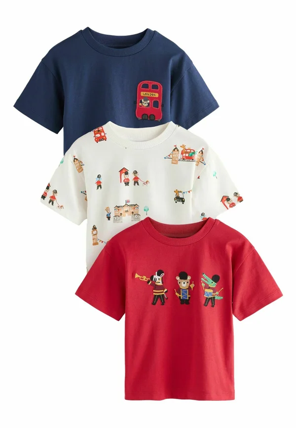 REGULAR FIT - SHORT SLEEVE APPLIQUÉ 3 PACK - T-Shirt print - navy london
