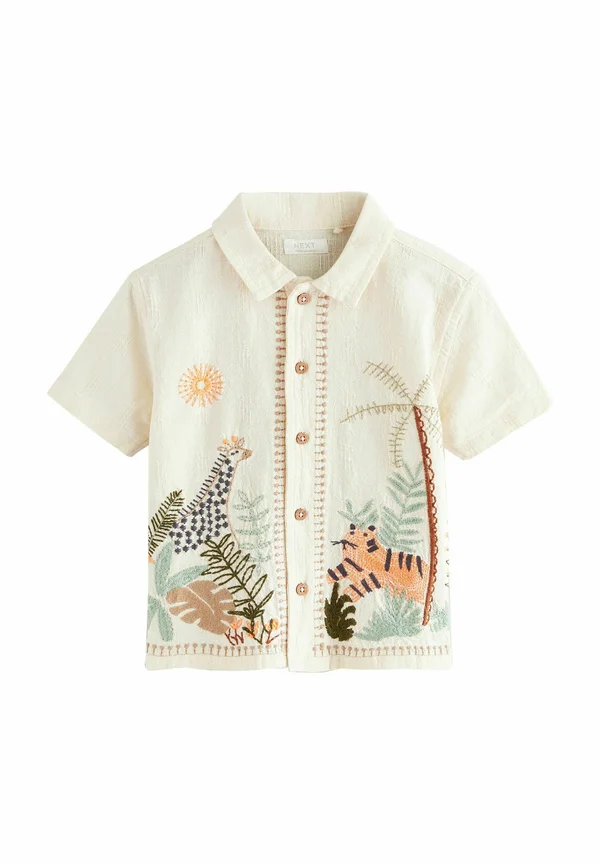 REGULAR FIT - SHORT SLEEVE EMBROIDERED - Hemd - ecru white