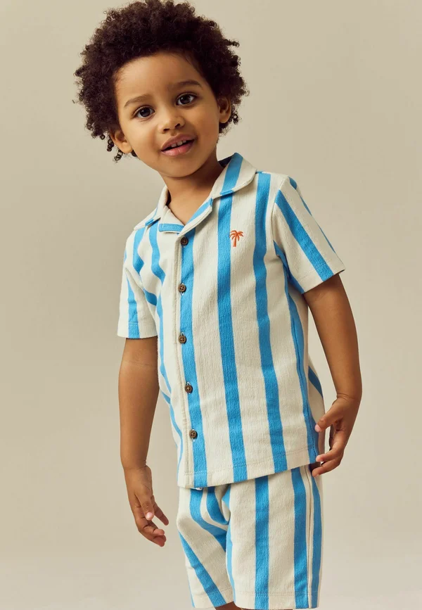 REGULAR FIT - SHORT SLEEVE SET - Jogginghose - blue white stripe