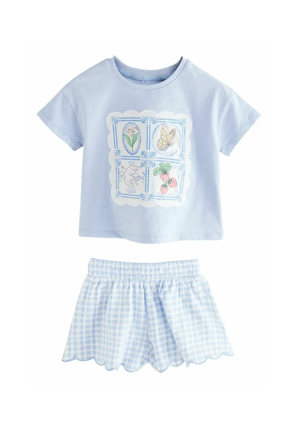 REGULAR FIT - SHORT SLEEVE SET - Shorts - blue gingham flowers