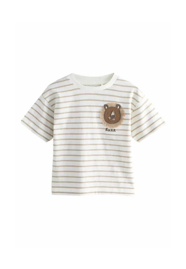 REGULAR FIT - SHORT SLEEVE STRIPE - T-Shirt print - white lion