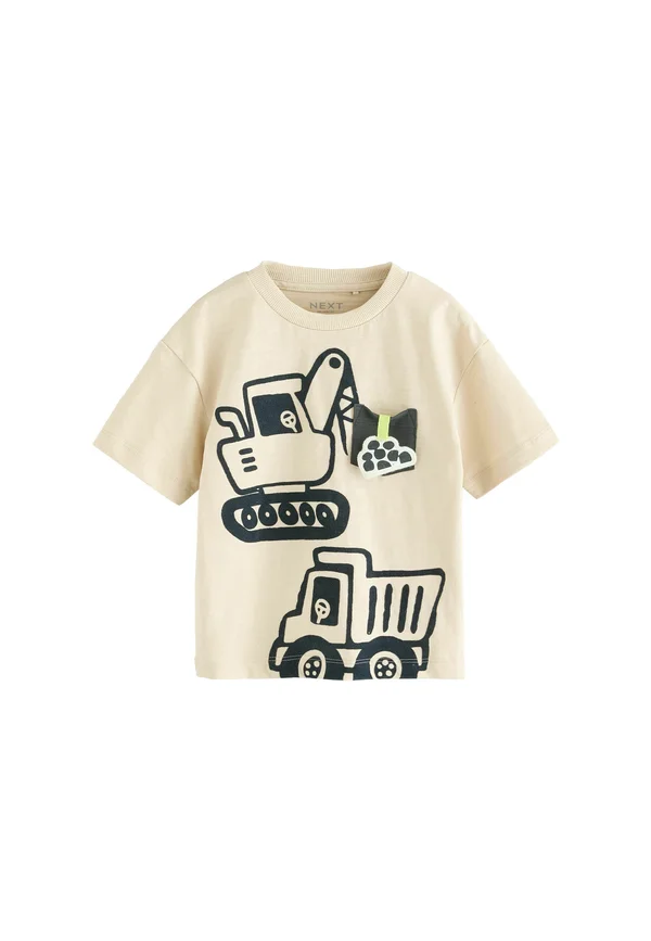 REGULAR FIT - SHORT SLEEVE TRANSPORT  - T-Shirt print - white digger interactive pocket