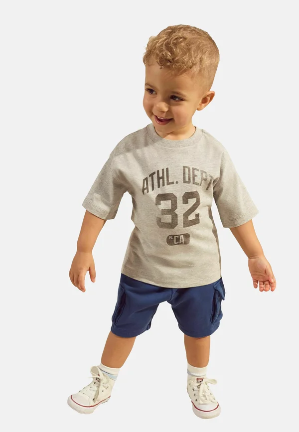 REGULAR FIT - SHORT SLEEVE UTILITY  SET - Shorts - grey blue