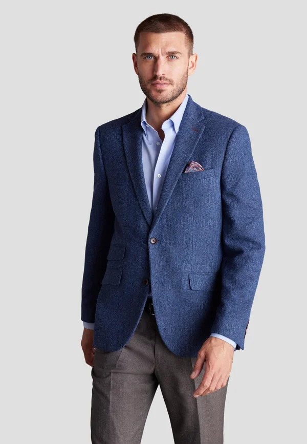 REGULAR FIT SIGNATURE HERRINGBONE - Sakko - blue
