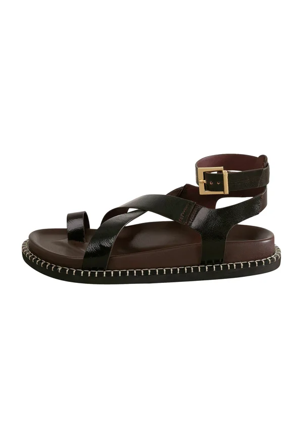 REGULAR FIT - SIGNATURE PREMIUM FOOTBED TOE LOOP - Zehentrenner - chocolate brown leather
