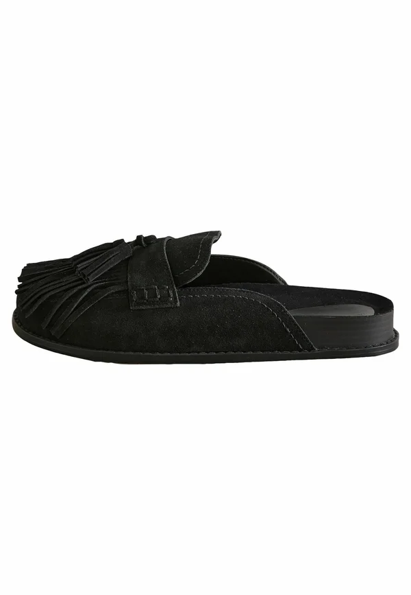 REGULAR FIT - SIGNATURE PREMIUM FRINGE FOOTBED - Pantolette flach - black