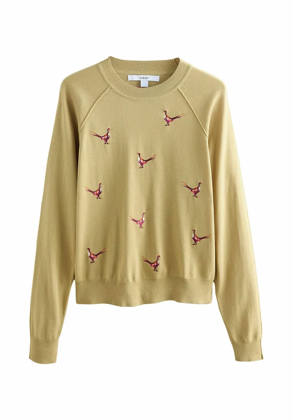 REGULAR FIT - SOFT TOUCH CREW NECK  - Strickpullover - citrine yellow pheasant embroidered