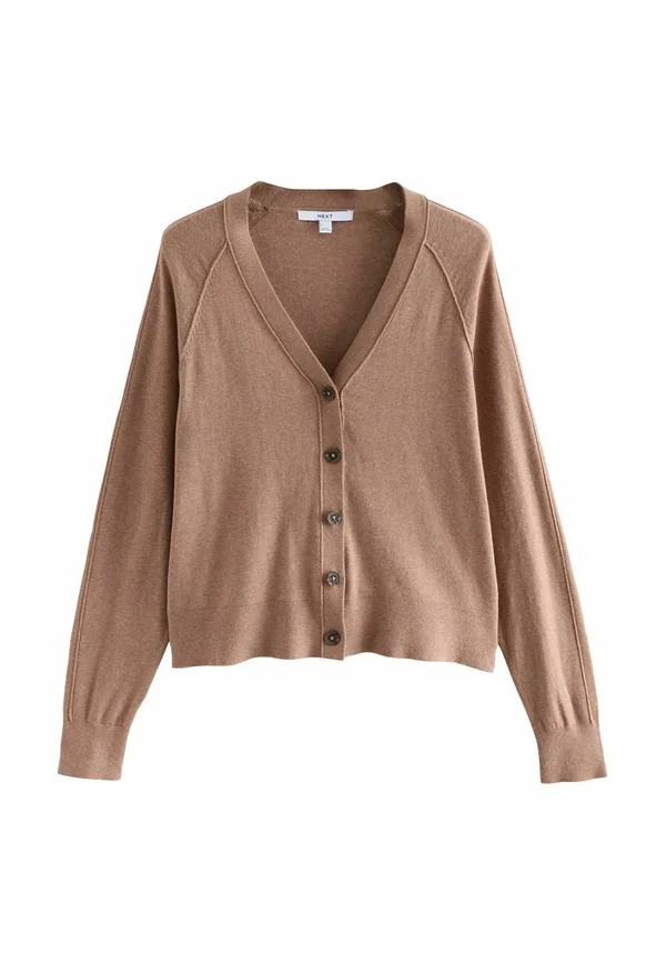 REGULAR FIT - SOFT TOUCH V-NECK BUTTON UP - Strickjacke - camel brown