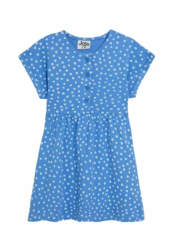 REGULAR FIT SPOT BUTTON FRONT - Jerseykleid - blue