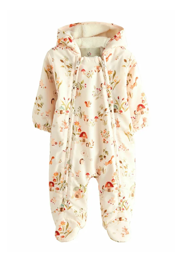 REGULAR FIT - Strampler - ecru woodland printed hooded