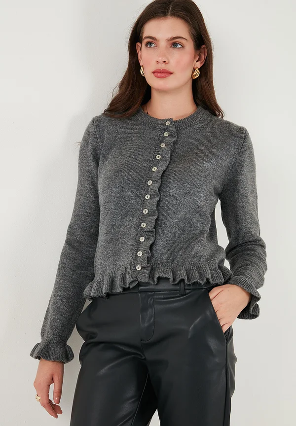 REGULAR FIT - Strickjacke - anthracite