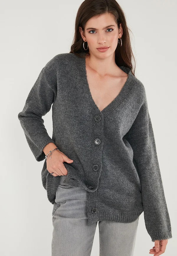REGULAR FIT - Strickjacke - anthracite
