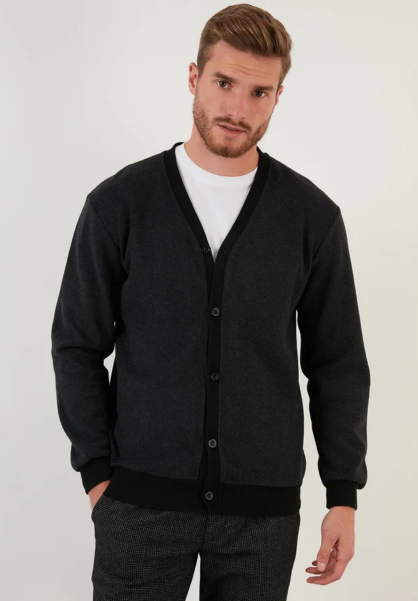 REGULAR FIT - Strickjacke - anthracite