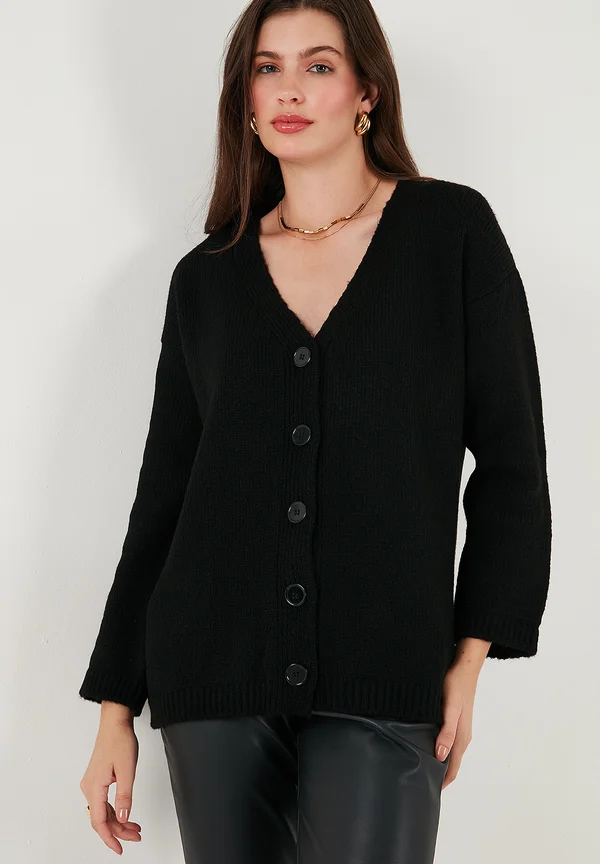 REGULAR FIT - Strickjacke - black