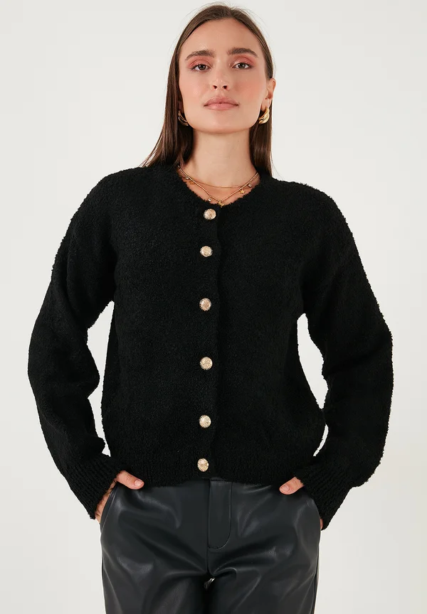 REGULAR FIT - Strickjacke - black