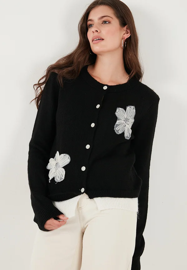 REGULAR FIT - Strickjacke - black