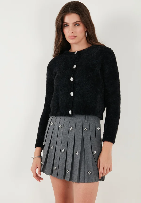 REGULAR FIT - Strickjacke - black