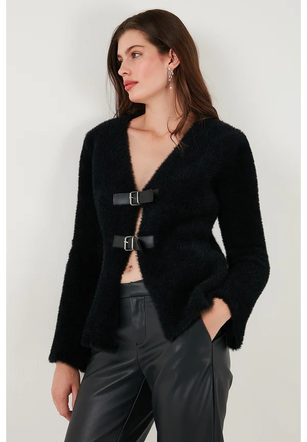 REGULAR FIT - Strickjacke - black