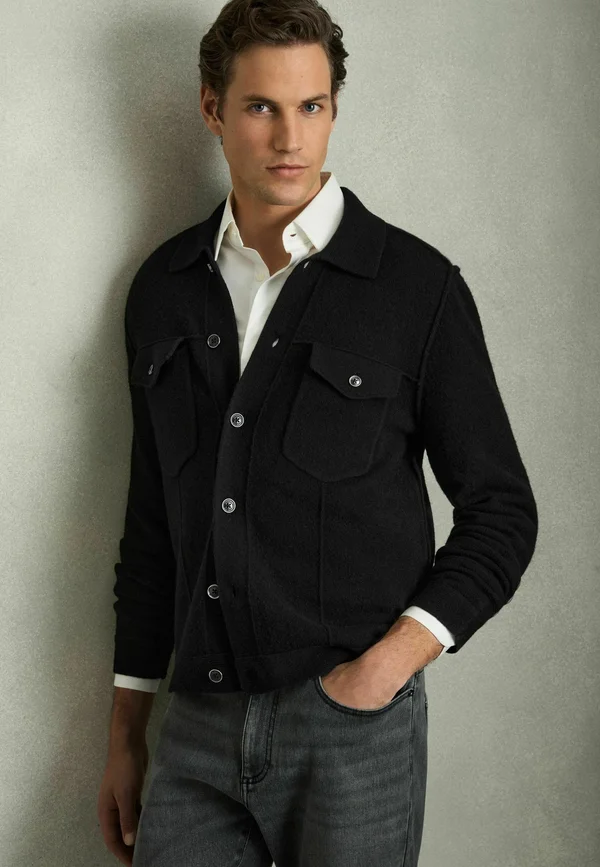 REGULAR FIT  - Strickjacke - black