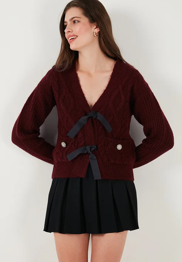 REGULAR FIT - Strickjacke - bordeaux