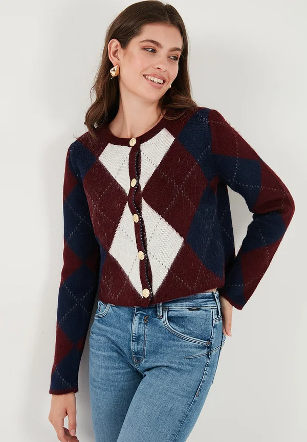 REGULAR FIT - Strickjacke - bordeaux