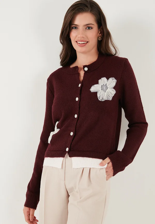 REGULAR FIT - Strickjacke - bordeaux