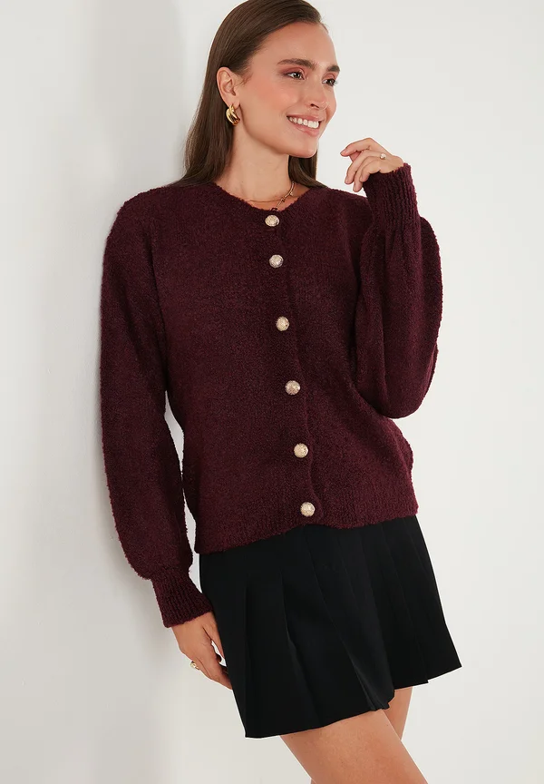 REGULAR FIT - Strickjacke - bordeaux