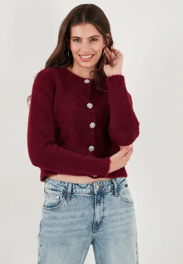 REGULAR FIT - Strickjacke - bordeaux