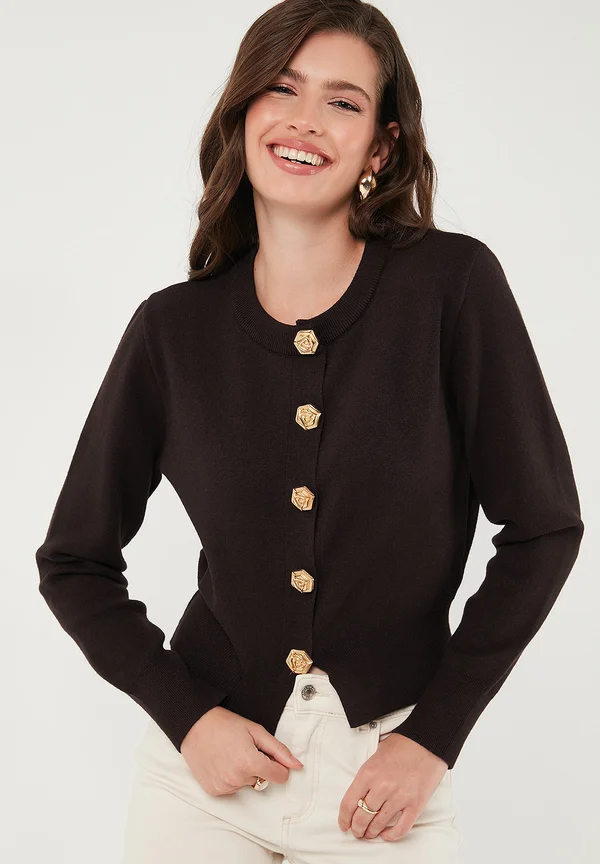 REGULAR FIT - Strickjacke - brown