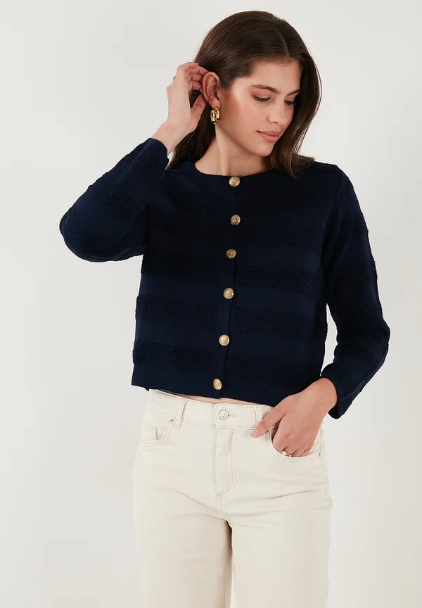 REGULAR FIT - Strickjacke - dark blue