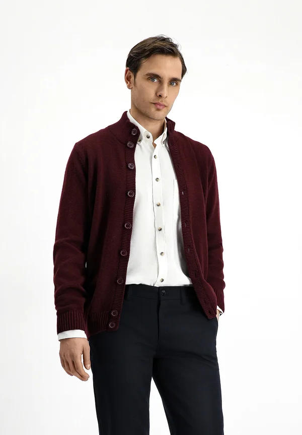 REGULAR FIT - Strickjacke - dark burgundy