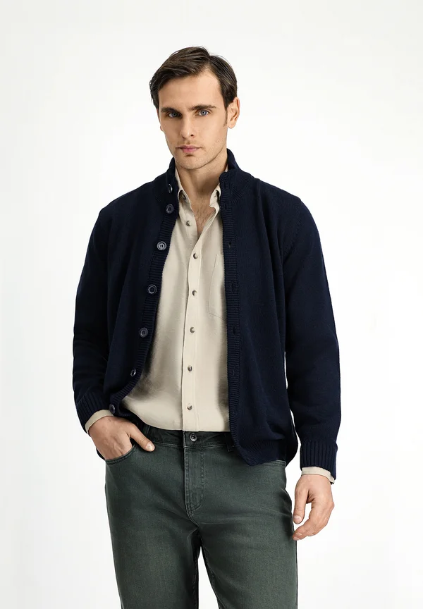 REGULAR FIT - Strickjacke - dark navy blue