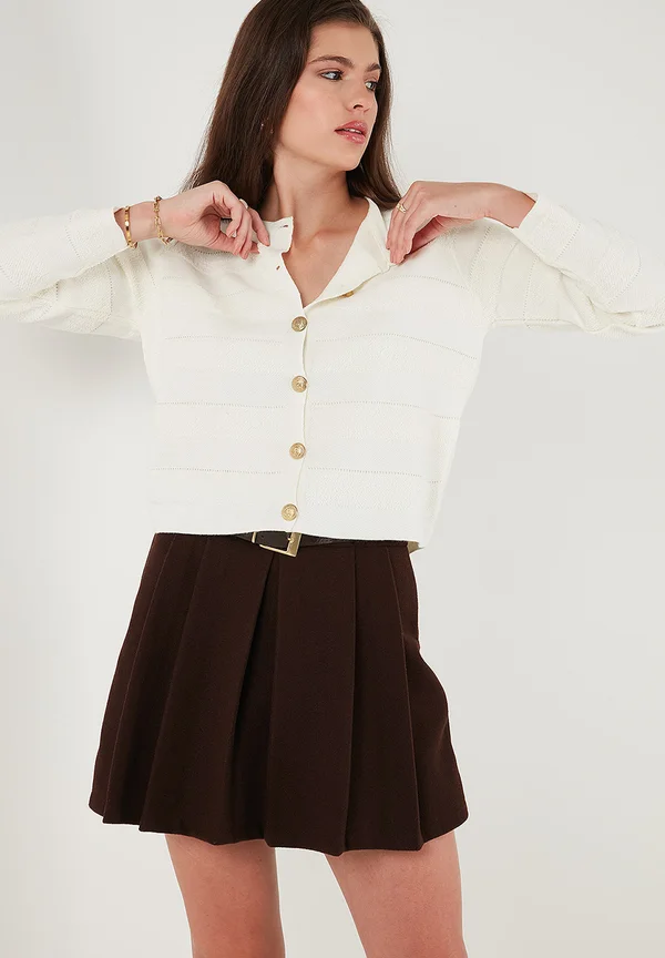 REGULAR FIT - Strickjacke - ecru