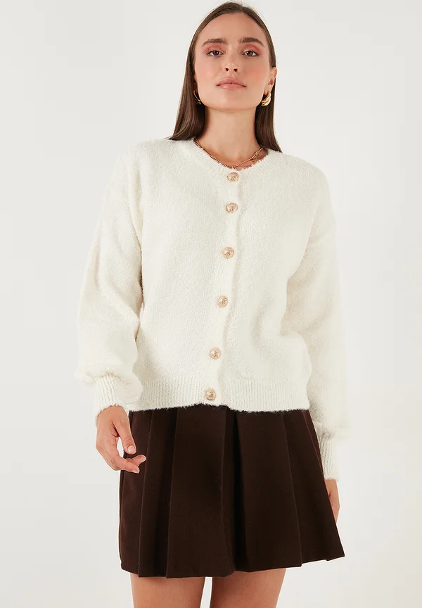REGULAR FIT - Strickjacke - ecru