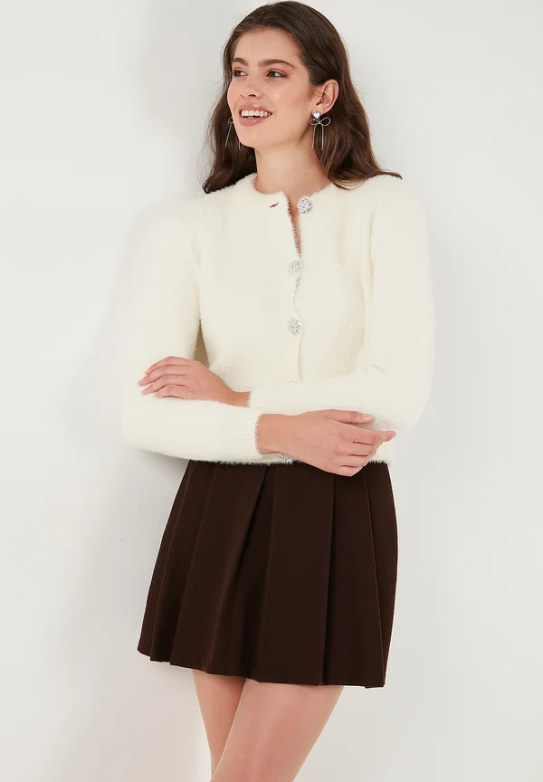 REGULAR FIT - Strickjacke - ecru