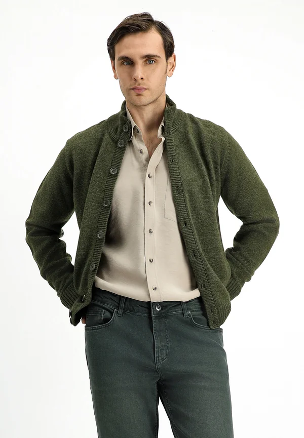 REGULAR FIT - Strickjacke - medium khaki