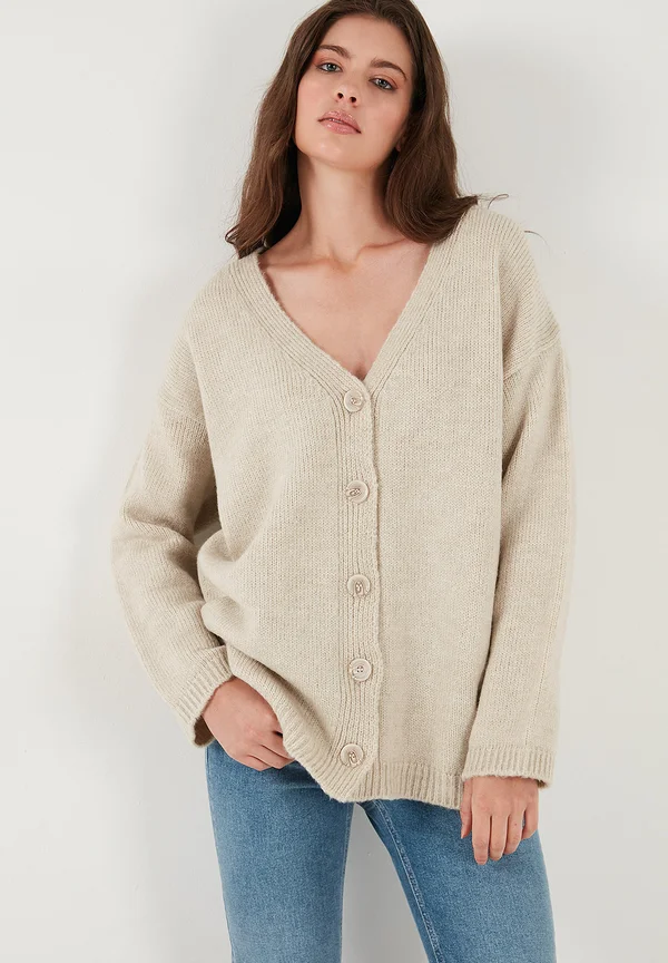 REGULAR FIT - Strickjacke - stone
