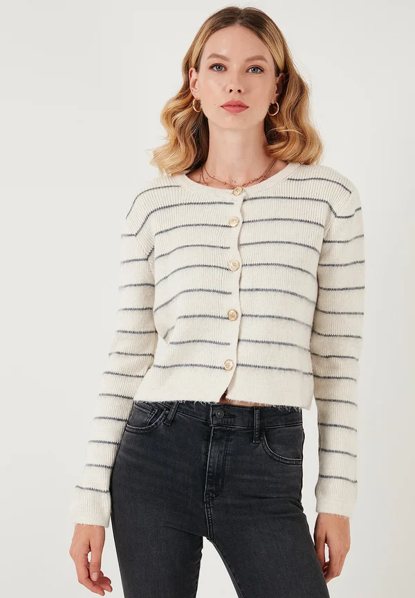 REGULAR FIT - Strickjacke - stone