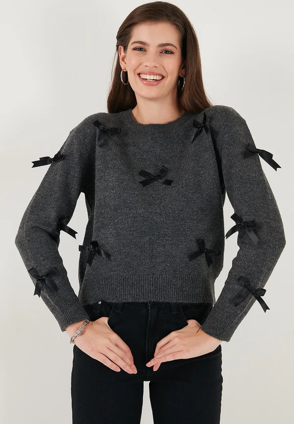 REGULAR  FIT - Strickpullover - anthracite